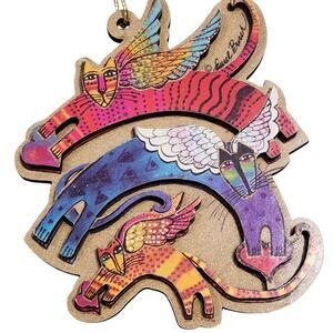 Winged Angel Flying Cats Christmas Ornaments Gift Tag Dimensional Laurel Burch